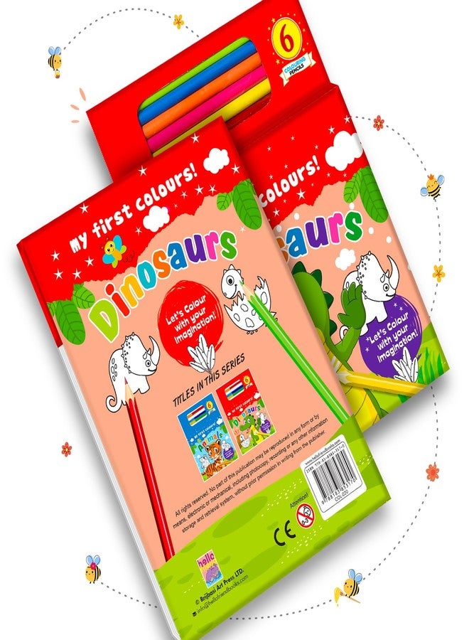 BRIJBASI Hello Friend My First Dinosaurs Colouring Book for Kids - A Kit With 80 Colouring Sheets and 6 Colour Pencils, 4+ yrs - Image 4